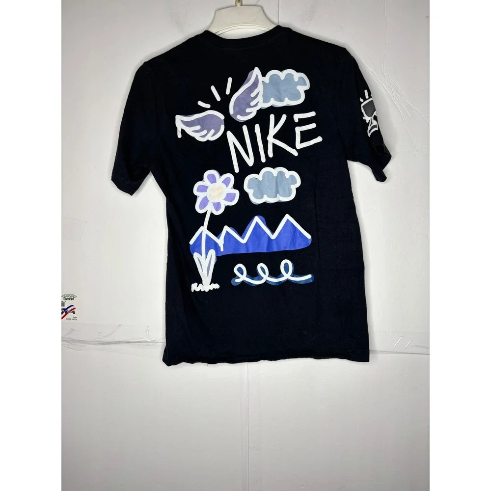Nike Mens Black Graphic T-Shirt‎ Short Sleeve Doodle Art '72 Trophy Small